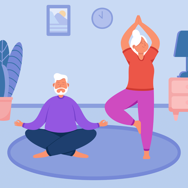 Adultos haciendo yoga