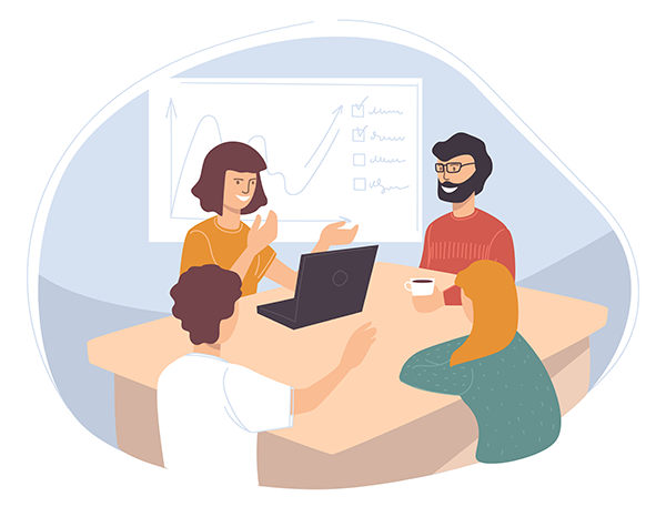 Personas trabajando entorno a una mesa