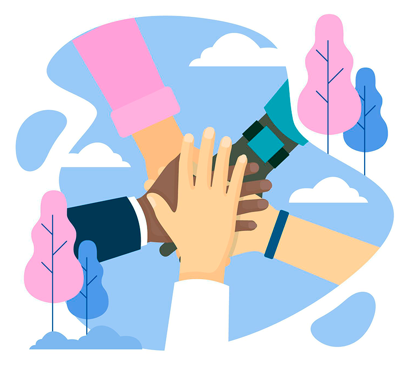 Ezbeharren aurrean eskuak elkartuta