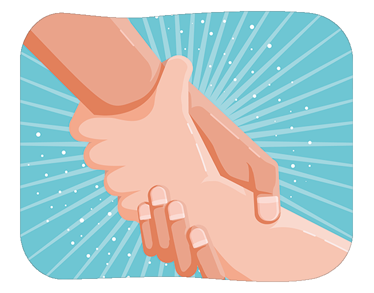 Eskuak laguntza moduan hartuta