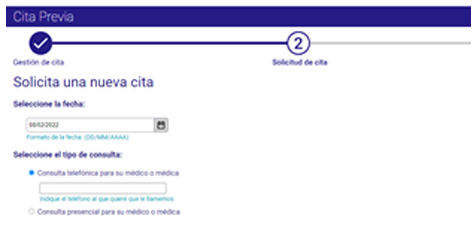 Imagen pantalla alicacion. Selecciona fecha y modalidad