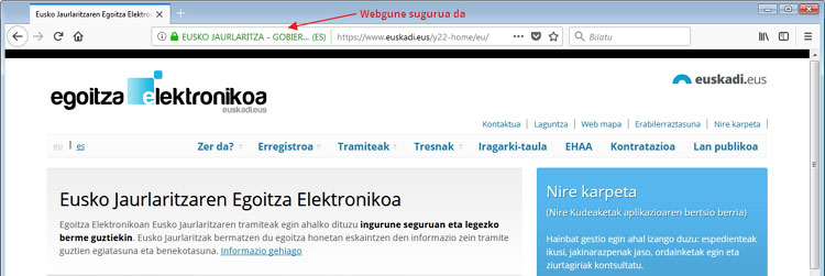 Candado de color verde en la barra del navegador que indica que el sitio web es seguro