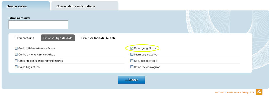 Seleccionar el tipo de datos geográficos