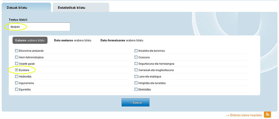 Itzulpen hitza idatzi eta Euskara gaia aukeratu