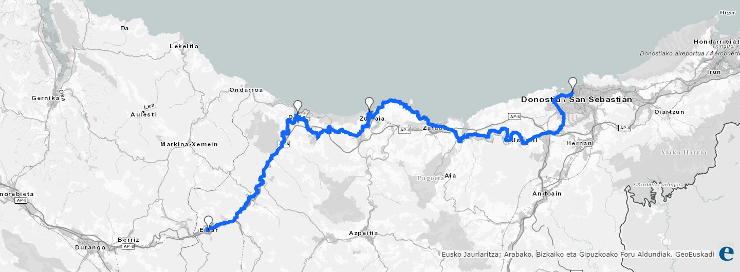 Mapa ruta San Sebasti&aacute;n a Eibar
