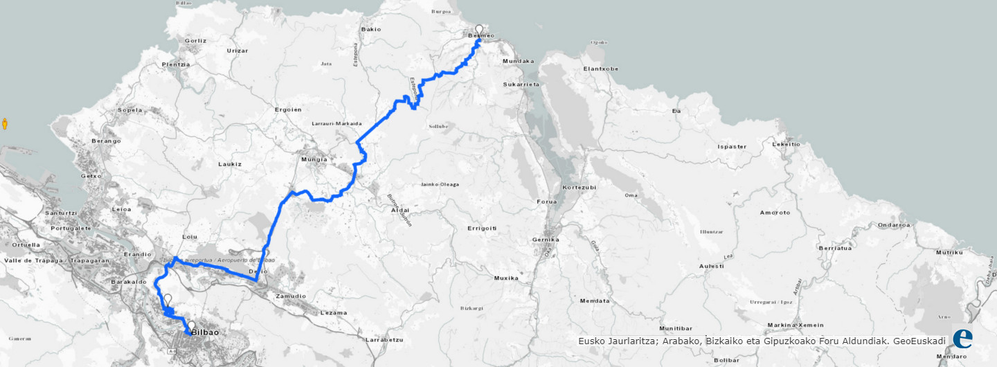 Mapa ruta Bermeo-Bilbao