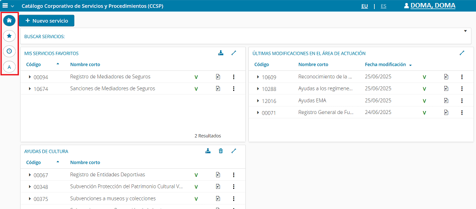Accesos directos a las b&uacute;squedas