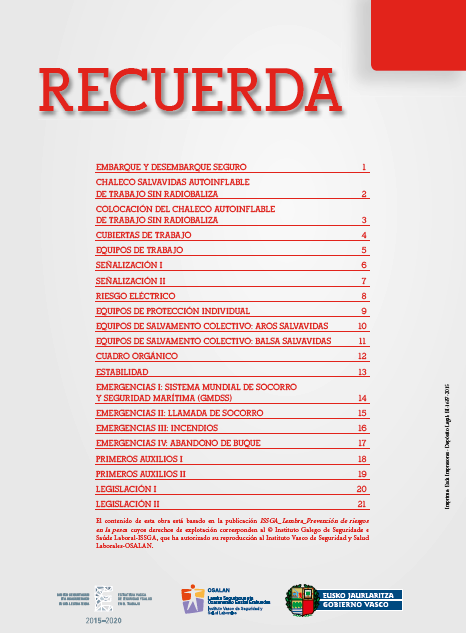 Recuerda: colecci&oacute;n de fichas sobre prevenci&oacute;n de riesgos laborales en trabajos de pesca