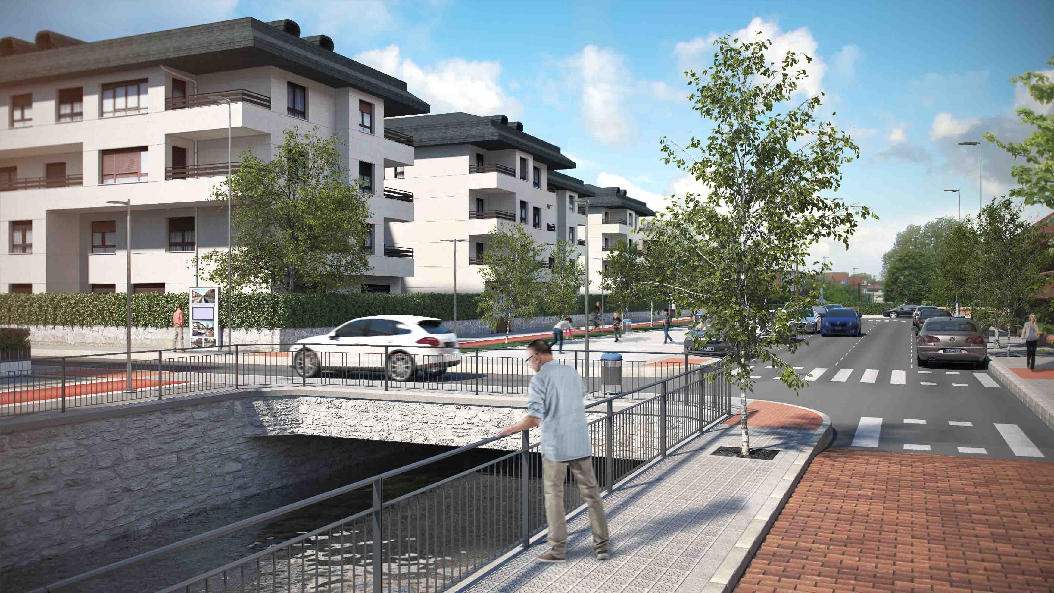 Aspecto que tendr&aacute; el nuevo puente de acceso a metro Gobela desde Errekagane, una vez finalicen las obras de ampliaci&oacute;n del cauce