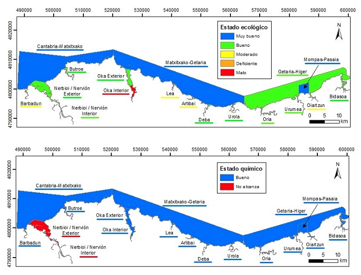 9 de los 14 estuarios y las 4 aguas costeras de la CAPV han alcanzado el buen estado ecol&oacute;gico