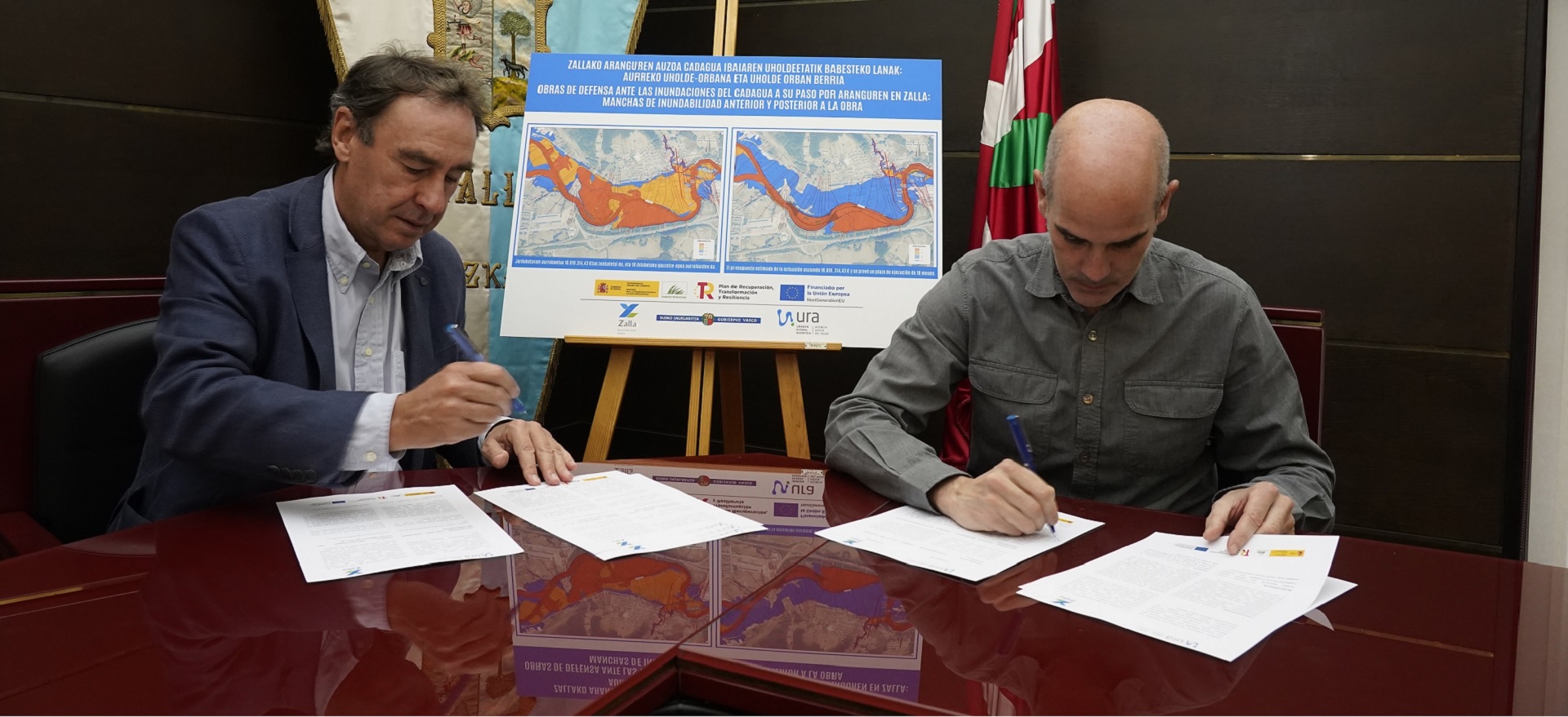 Imagen del artículo Se ha firmado hoy un convenio para acometer la defensa ante inundaciones del Cadagua a su paso por Aranguren