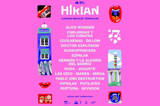 Bilbao BBK Live jaialdiaren "Hirian" ekimenari esker musika izango da nagusi Errekaldeko kaleetan ekainaren 1ean