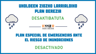Imagen del artículo El Gobierno Vasco desactiva el Plan Especial de Emergencias ante el Riesgo de Inundaciones de Euskadi en fase de alerta salvo en la cuenca del Zadorra en la que de momento permanecerá activo