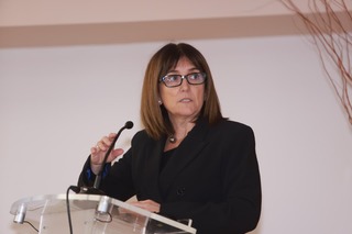 La consejera Amaia Barredo en su exposici�n en Laguardia