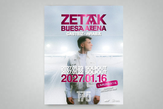 Zetak a&ntilde;ade una nueva fecha para su espect&aacute;culo 'Km0' en Vitoria-Gasteiz: actuar&aacute; los d&iacute;as 16, 22 y 23 de enero en el Buesa Arena