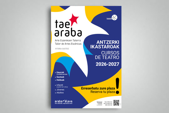 Arabako Arte Eszenikoen Tailerrak 2026-2027 ikasturterako matrikulazioa ireki du Arabako Arte Eszenikoen Tailerrak 2026-2027 ikasturterako matrikulazioa ireki du
