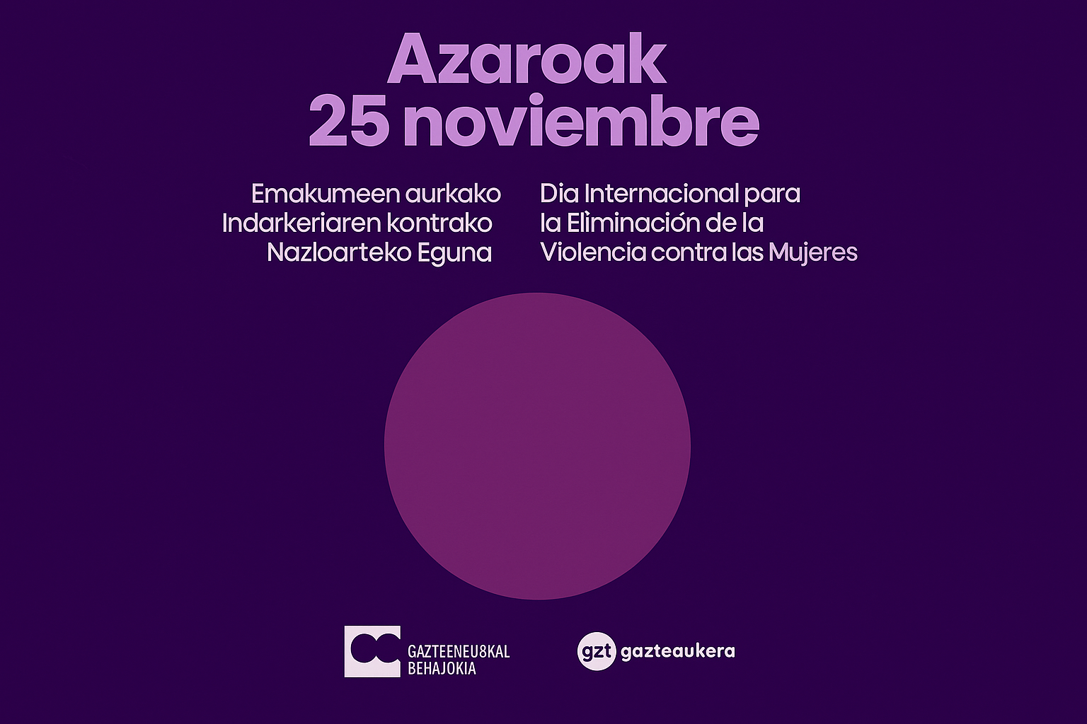 Imagen. 25 de noviembre, Día Internacional de la Eliminación de la Violencia contra las Mujeres