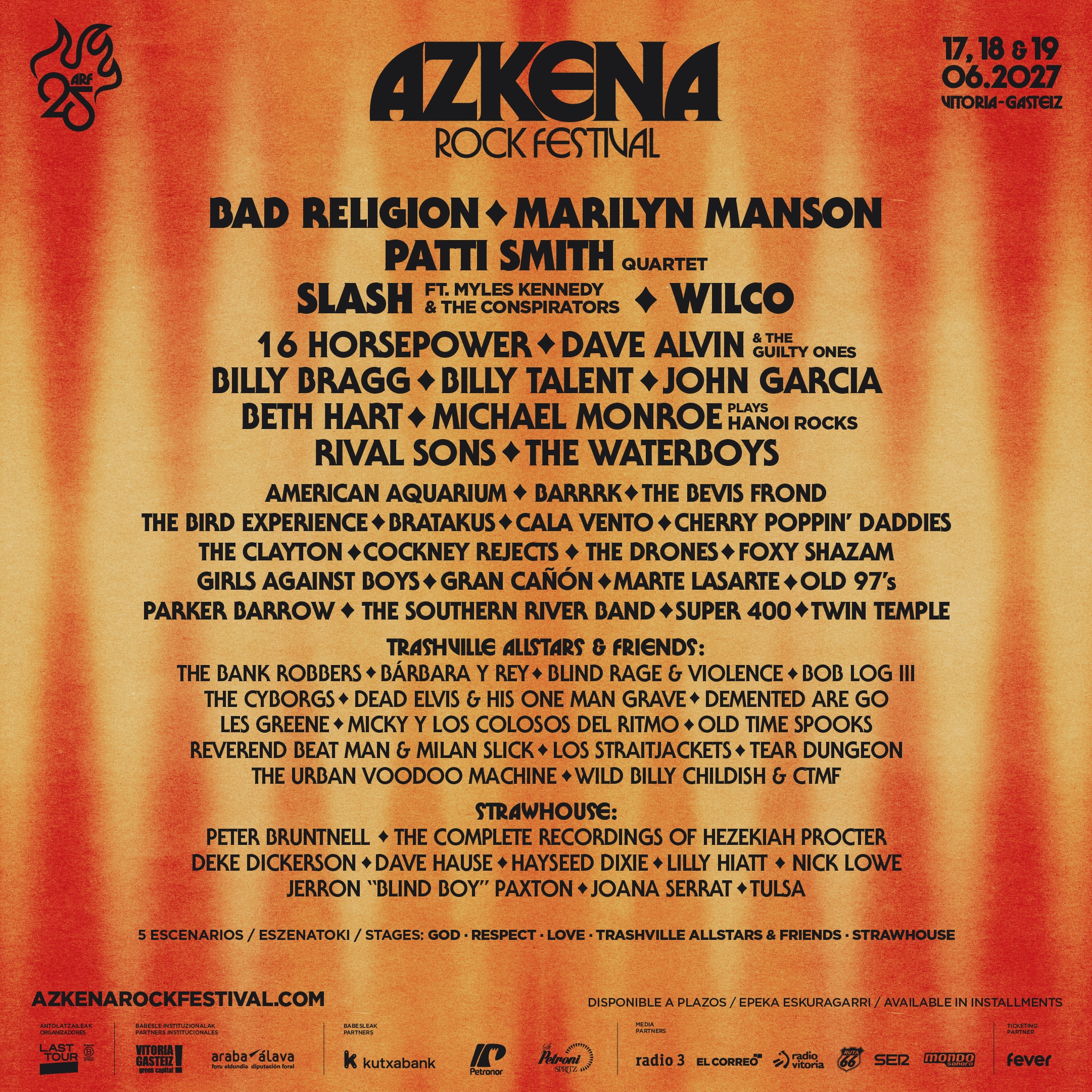 Descuentos del 30 % para el festival Azkena Rock 2027 en Vitoria-Gasteiz con Gazte-txartela