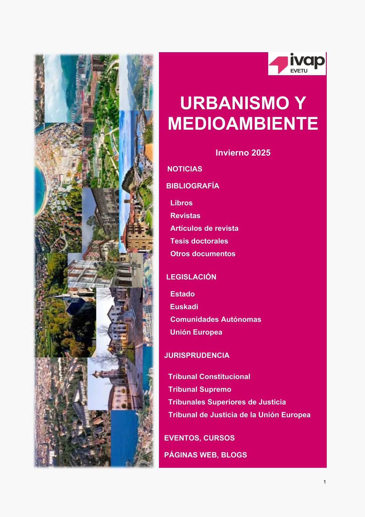 Portada del Bolet�n sobre Urbanismo y Medioambiente