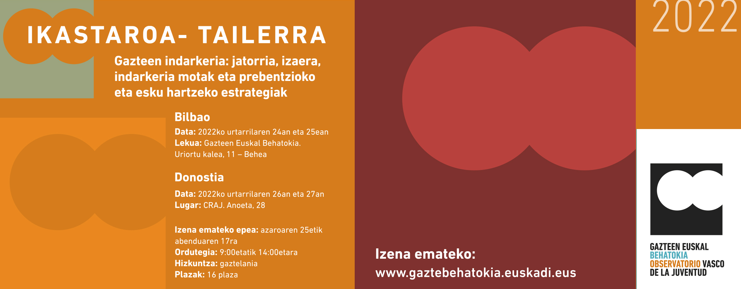 Ikastaroa- Tailerra: &lsquo;Gazteen indarkeria: jatorria, izaera, indarkeria motak eta prebentzioko eta esku hartzeko estrategiak&rsquo;