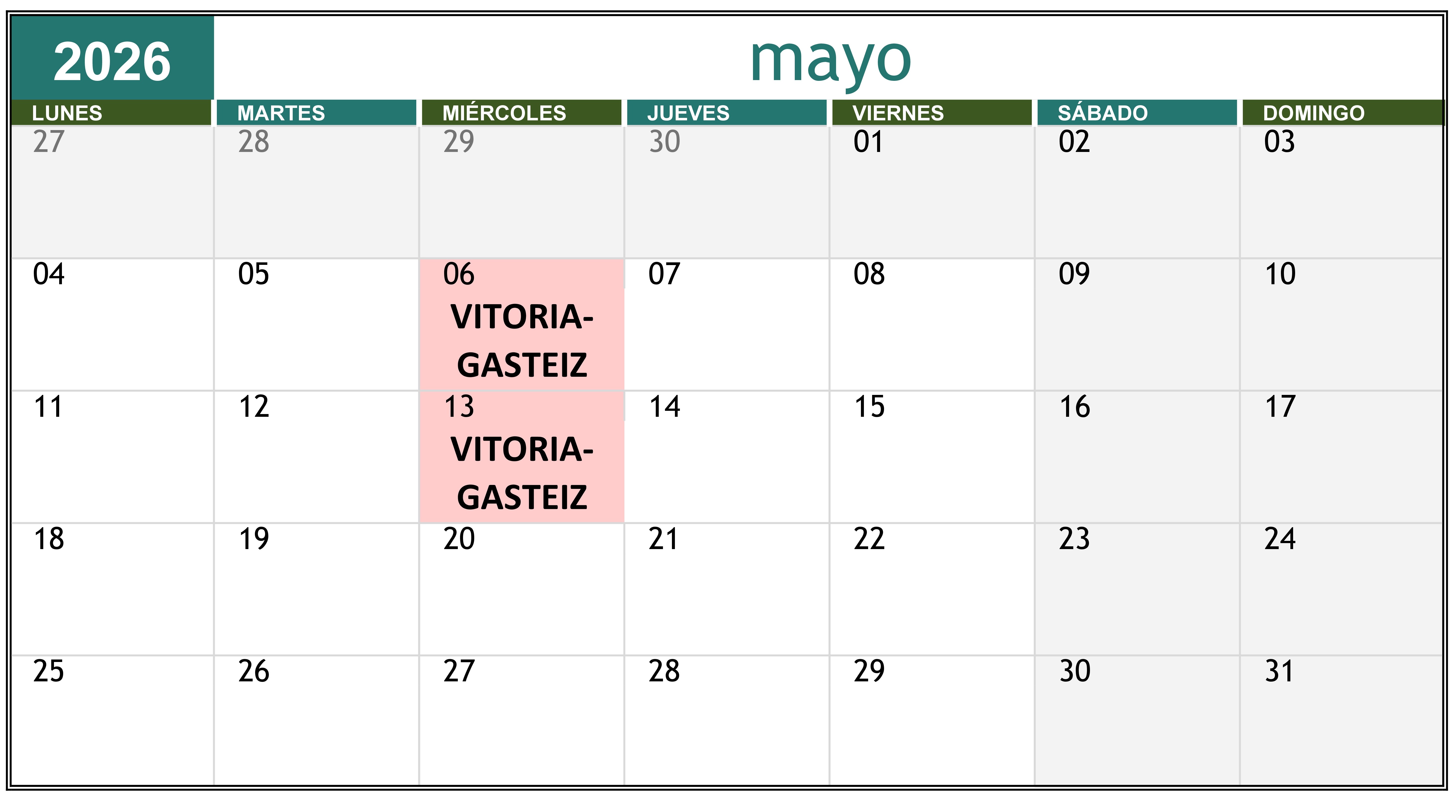 Tecnolog&iacute;a digital. Calendario.