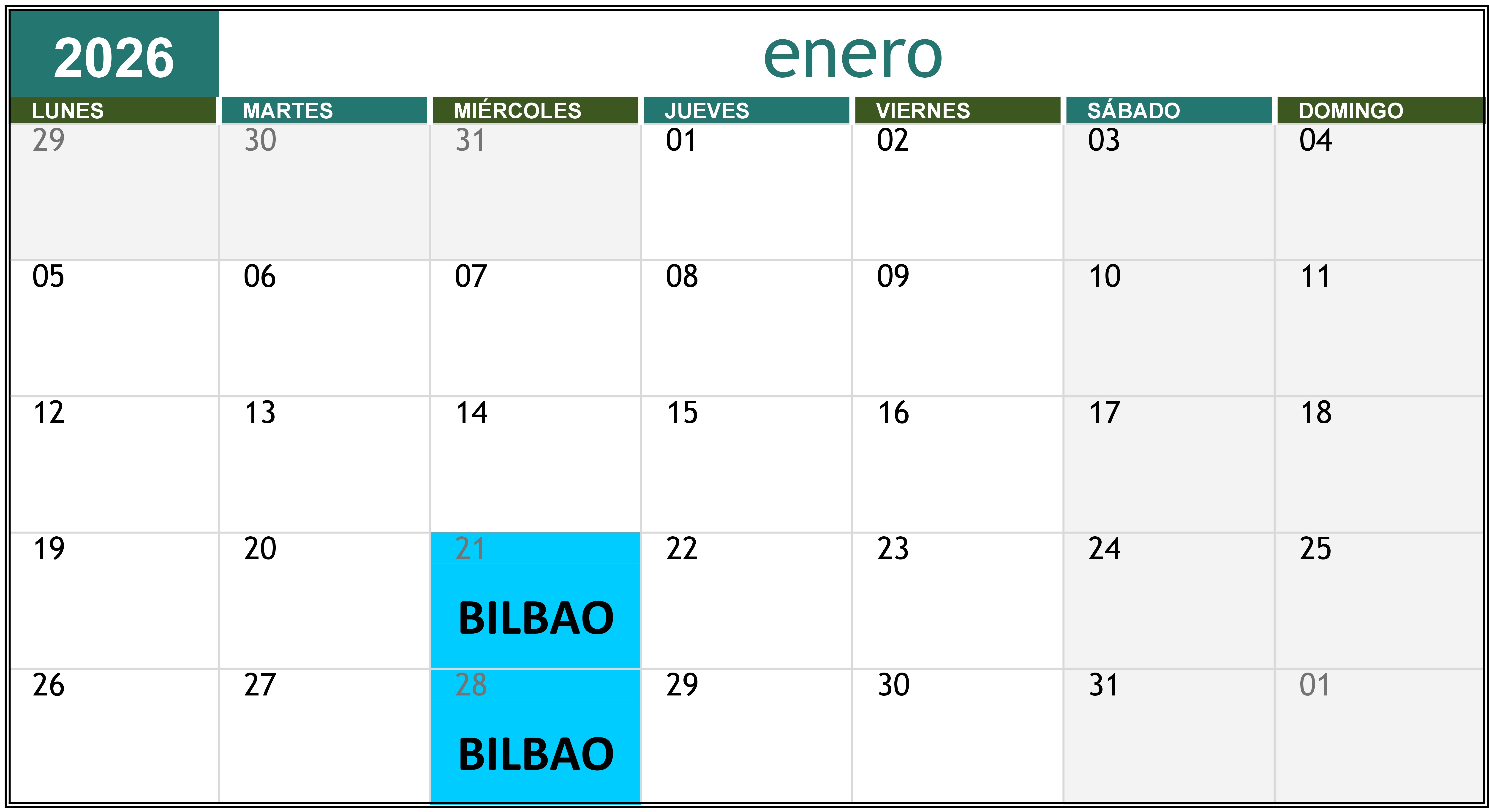 Tecnología digital. Calendario.