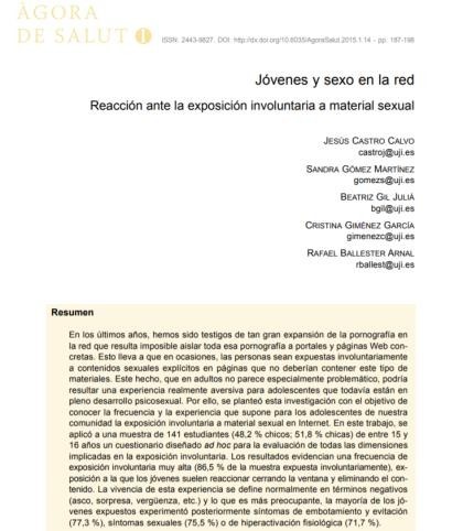 Jóvenes y sexo en la red: Reacción ante la exposición involuntaria a material sexual