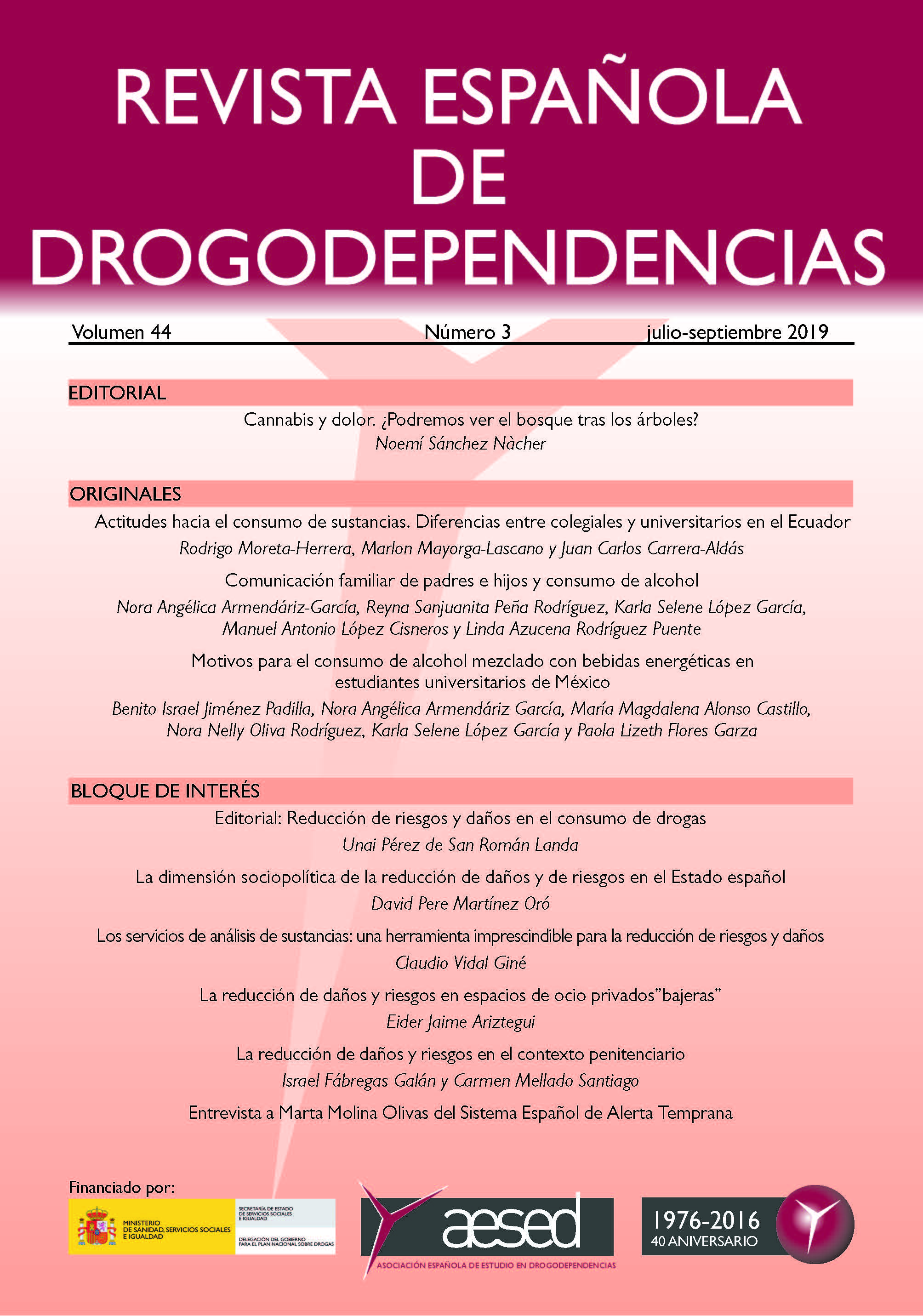 Revista Espa&ntilde;ola de drogodependencias, no 44
