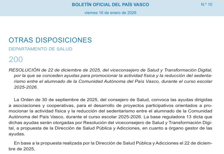RESOLUCI&Oacute;N ayudas promoci&oacute;n de AF entre el alumnado 2025-2026