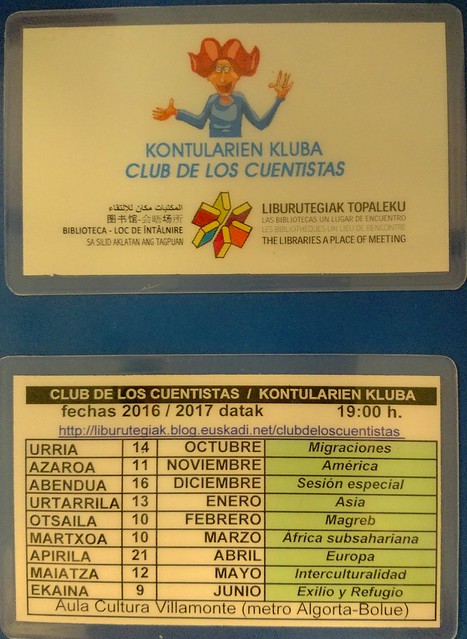 Club de los Cuentistas - calendario 2016-2017