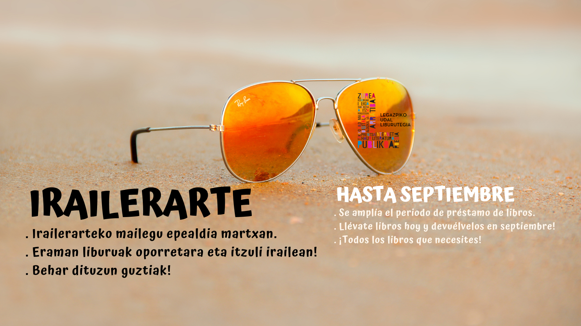 Cartel de pr&eacute;stamo de libros hasta septiembre