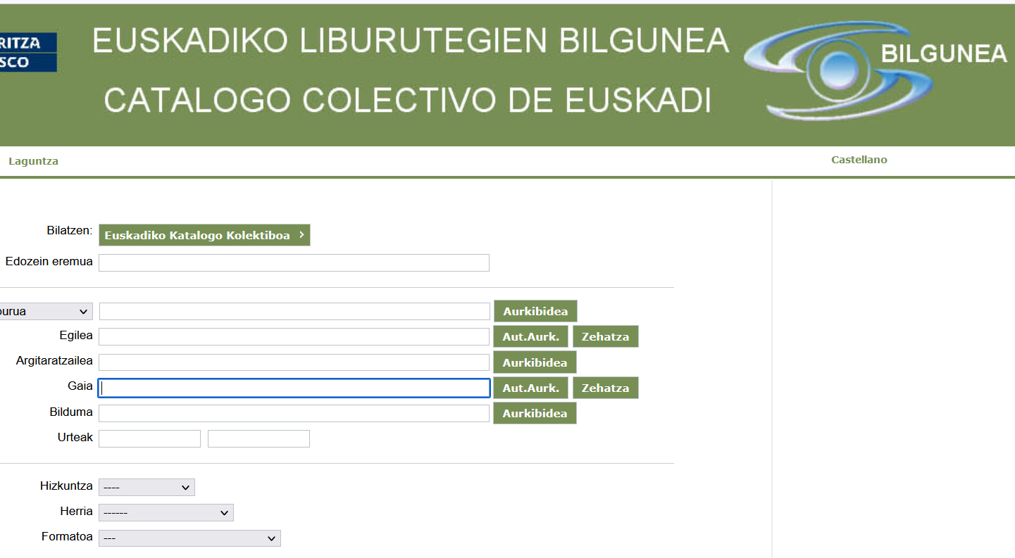 Bilgunea cat&aacute;logo bibliotecas vascas