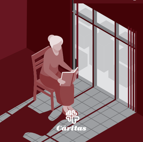 Imagen de portada del informe 'Prevenir y aliviar la soledad de las personas mayores. El papel único del voluntariado en los procesos de acompañamiento'. Cáritas Española, 2021