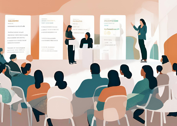 Encuentro de profesionales (generado con IA, 2025)