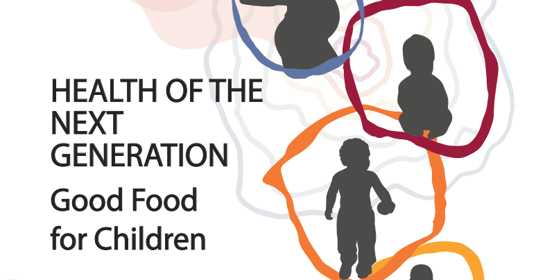 Ondorengo txostenaren azalaren  erreprodukzio partziala Health of the Next Generation. Good Food for Children. Policy Paper (Faculty of Public Health, Royal Society of Medicine, Royal Society for Public Health, Association of Directors of Public Health, Royal College of Paediatrics and Child Health, Public Health School Nurse Association, British Association for Child and Adolescent Public Health, 2024ko urtarrila)