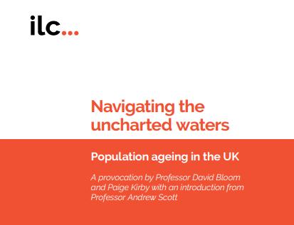 Portada del estudio 'Navegando por aguas inexploradas: envejecimiento poblacional en Reino Unido'