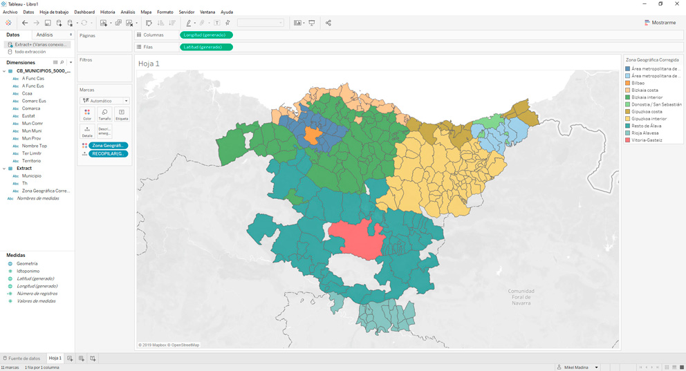 Configurar el mapa en Tableau