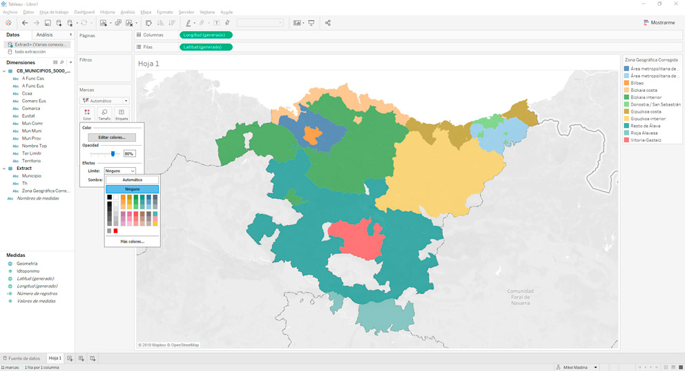Configurar el mapa en Tableau, paso 2