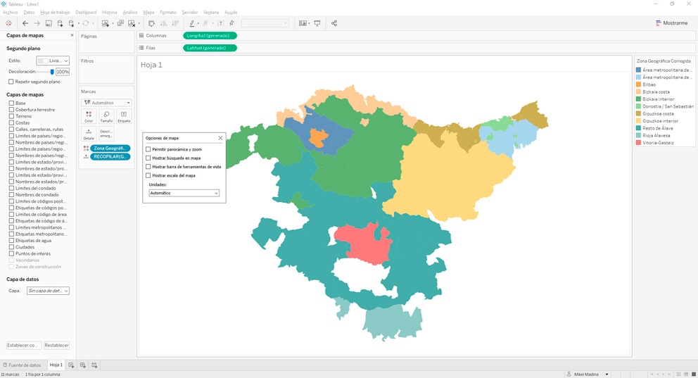 Configurar el mapa en Tableau, paso 3