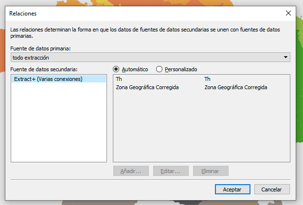 Pantalla de Relaciones de Tableau