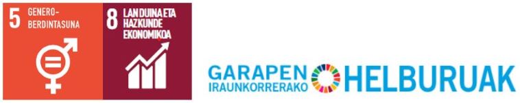 Garapen Iraunkorrerako Helburuen 2030 Agendaren bosgarren (“Genero-berdintasuna”) eta zortzigarren ("Lan duina eta hazkunde ekonomikoa") helburuak