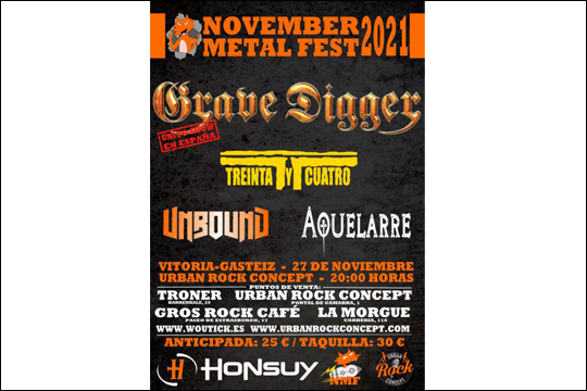 Metal Fest 2021: Grave Digger + T TreintayCuatro + Aquelarre + Unbound