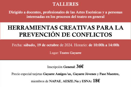 "Herramientas creativas para la resoluci&oacute;n de conflictos" tailerra, Elena Arambarrirekin