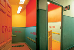 Sin T&iacute;tulo, 2002 Medidas variables. Pintura sobre la pared + plexiglas + tela