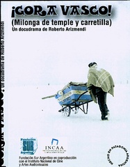 "Gora Vasco" film dokumentalaren afitxea, Larregi Argentinako Patagoniatik Buenos Airesera abiatuz elurrez beterik dagoen bidean.