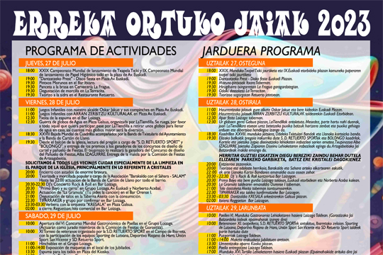 Programa Fiestas de Retuerto 2023 en Barakaldo (Fiestas de San Ignacio)