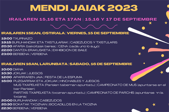 Programa Mendi jaiak 2023 en Pablo Enea (Pasaia)
