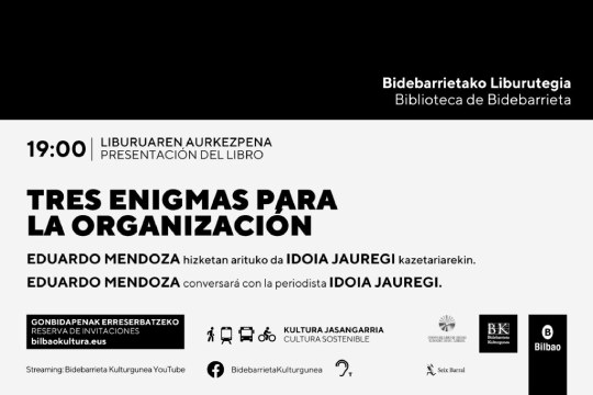 Feria del Libro de Bilbao 2025: Presentaci&oacute;n de libro: "Tres enigmas para la organizaci&oacute;n" (Eduardo Mendoza)