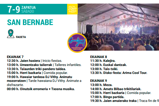 Programa Fiestas San Bernabe 2025 en Erandio