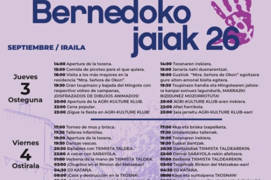 Programa Fiestas de Bernedo 2026